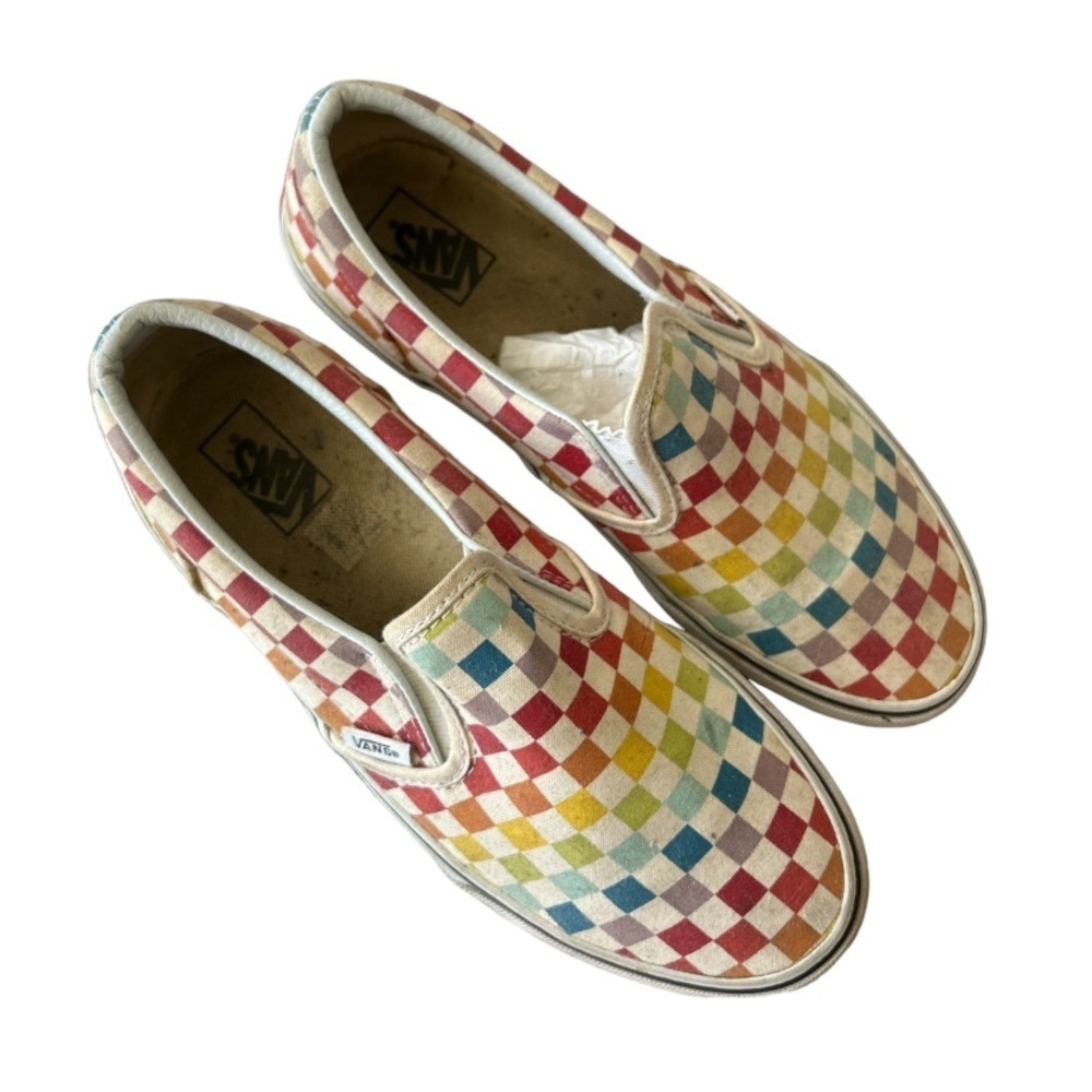 Rainbow Slip On Checkerboard Vans Shoe - Picture 5 of 10